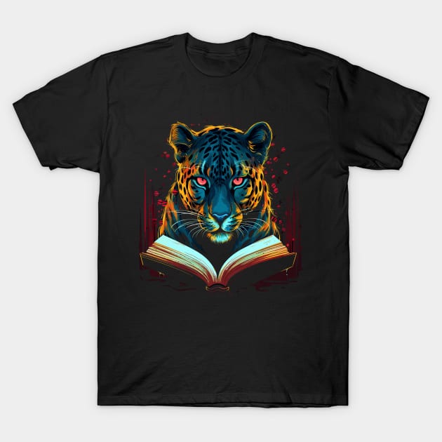 Leopard Reads Book T-Shirt by JH Mart